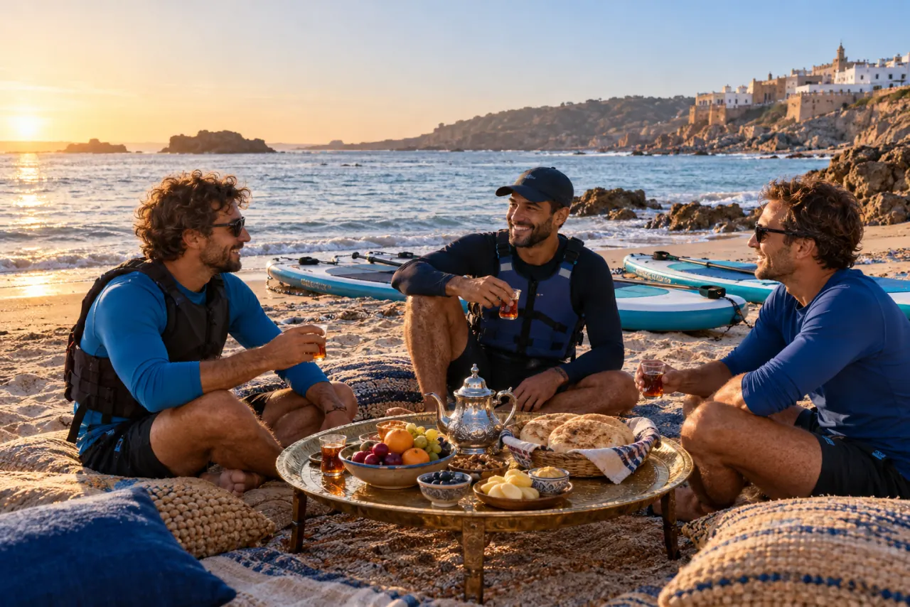 Moroccan breakfast after paddleboarding